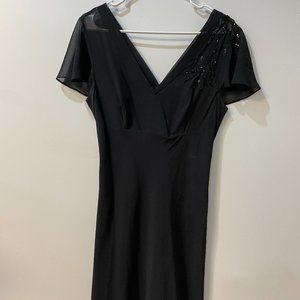 Donna Morgan Flutter Sleeve Dress with Sequin Design- Size 8, Black